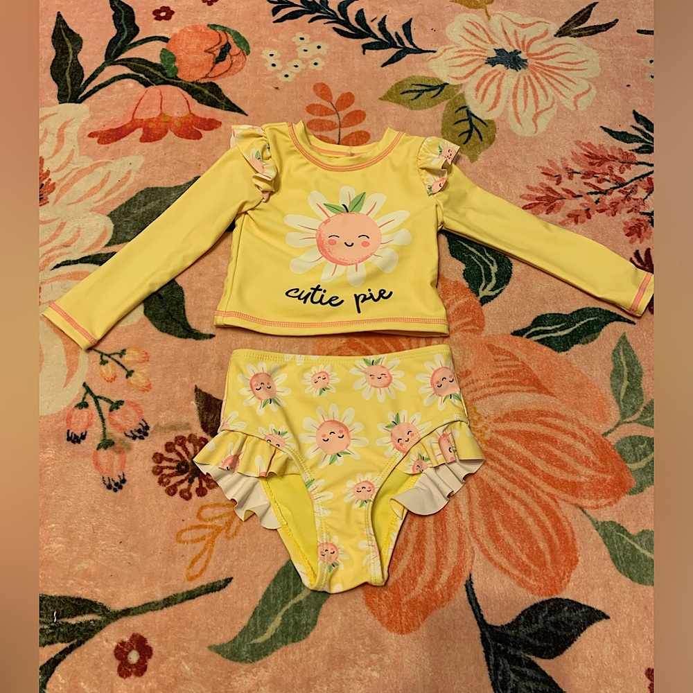 Banana Boat Baby Yellow Rash Guard Top bathing suit two piece never worn
